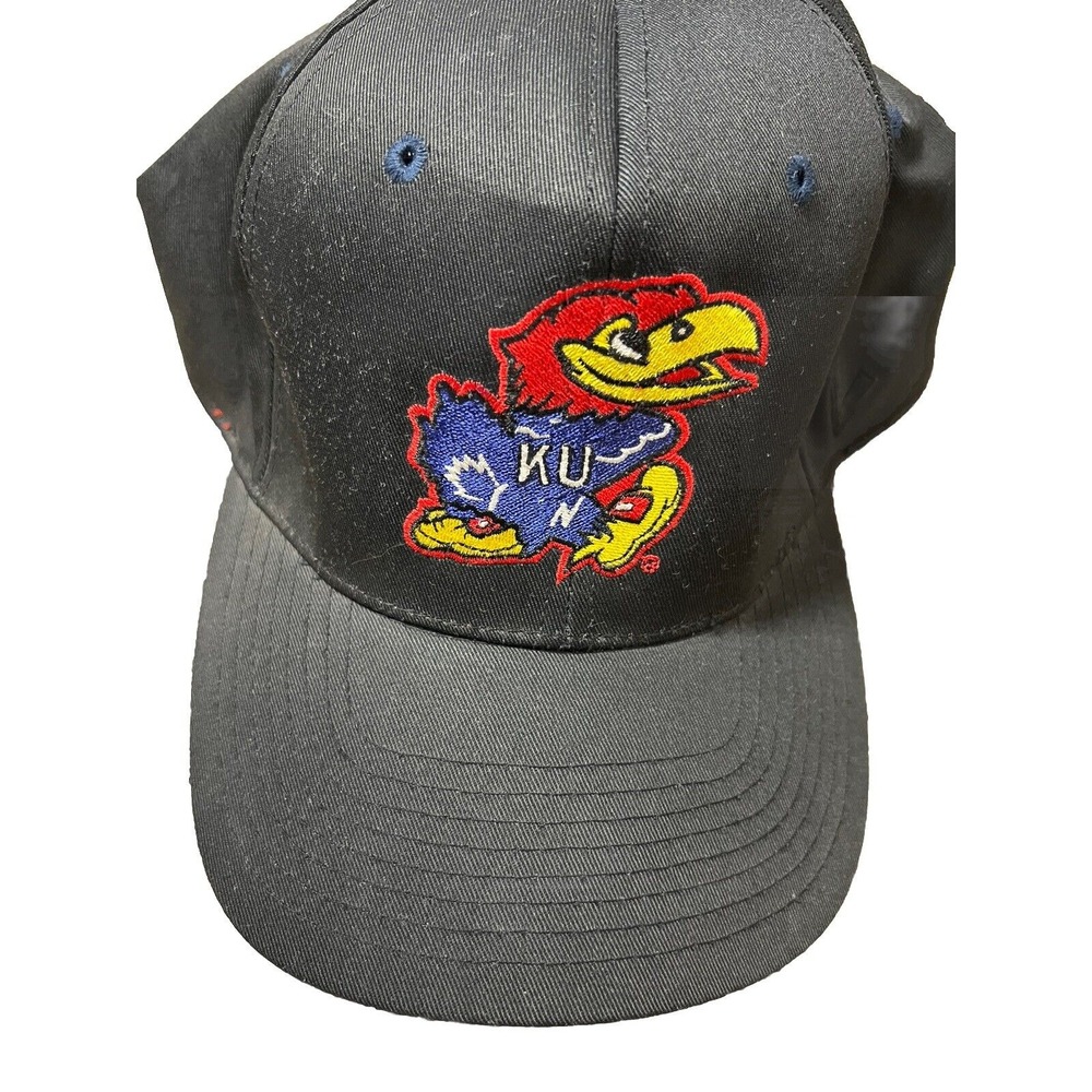Vintage 90s University Of KANSAS JAYHAWKS NCAA Snapback Hat Fiber Optic Light Up